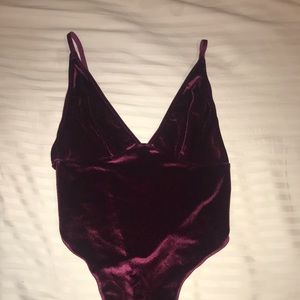 Forever 21 Velvet Burgundy Bodysuit